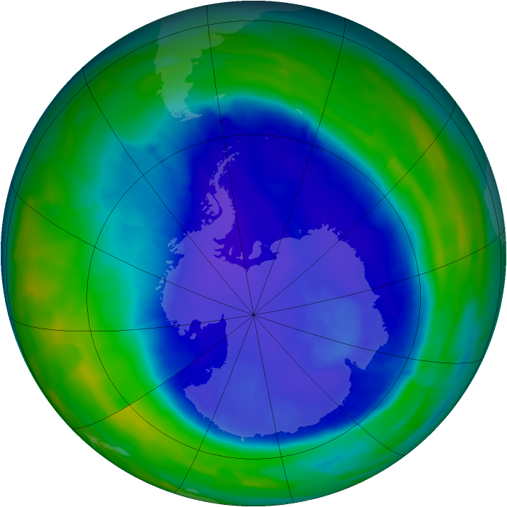 Antarctic ozone map for 16 September 2015